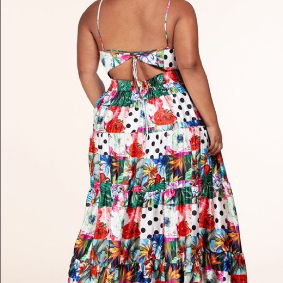 LATISTE Plus Size Print Party Lace-Up Back Maxi Skirt Two Piece Set - Picture 5 of 10
